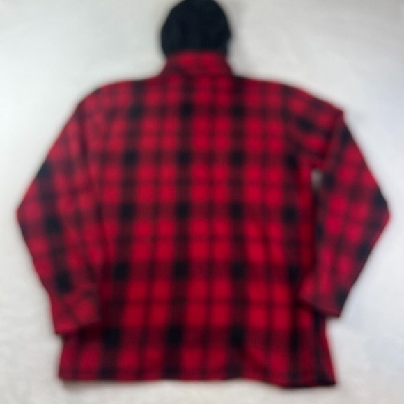 Hart Huntington Red And Black Plaid Large Snap Button Hoodie Y2k Skater Grunge - Picture 10 of 13